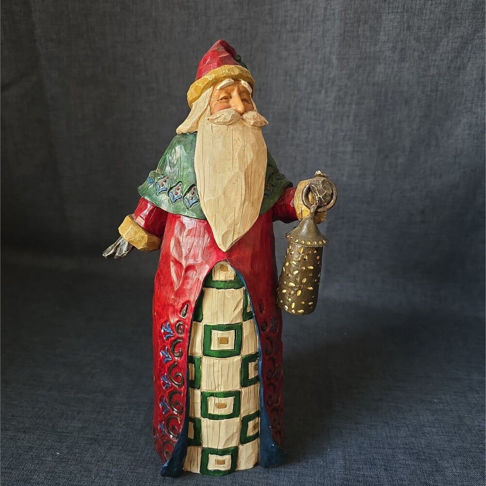 Jim Shore Heartwood Creek Santa With Lantern 2002 Christmas Figure Faux Wood